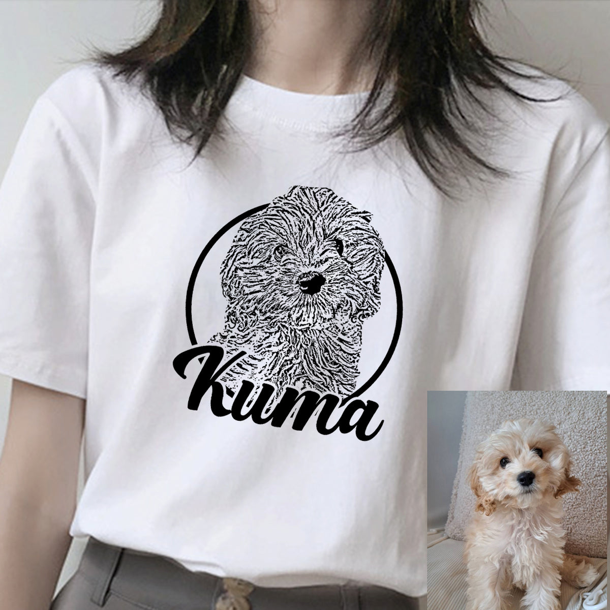 愛犬・愛猫ペット・うちの子の写真オーダーメイドTシャツ03 (男女兼用