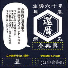 画像をギャラリービューアに読み込む, 前掛け風還暦Tシャツ 名前を入れた粋な還暦Tシャツ♬亀甲