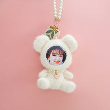 画像をギャラリービューアに読み込む, カスタマイズギフト★世界に一つだけ★写真入りキーホルダー真珠&熊