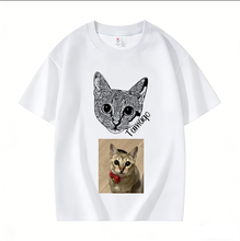 画像をギャラリービューアに読み込む, ペットの肖像画入りカスタムTシャツ (男女兼用)

