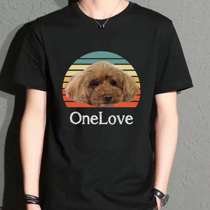 【レトロ】お好きなペットのお写真で "うちの子" Tシャツ │犬 猫 人