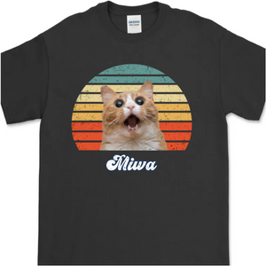 【レトロ】お好きなペットのお写真で "うちの子" Tシャツ │犬 猫 人